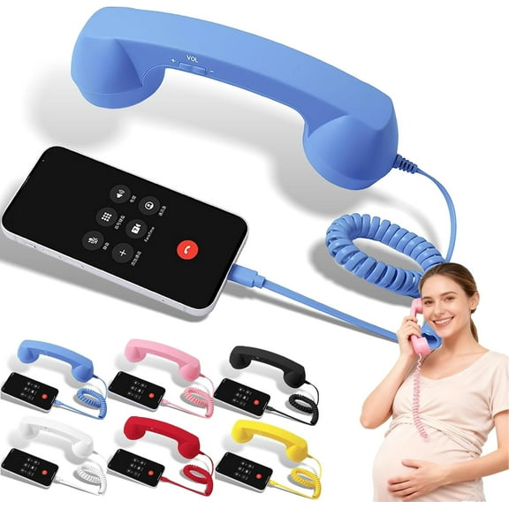Retro Phone Handset, Retro Phone Headset, Type-C Retro Telephone Receiver for Cell Phone, Wired & USB Style Landline Handle Receiver