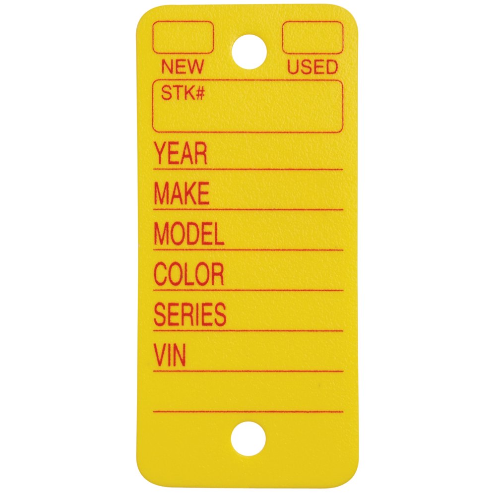 Poly Key Tags Yellow Key Rings Included 1 1/2"W x 3"H Pack of