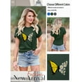 thumbnail image 3 of NFTOEIULA Women Butterfly Daisy Graphic Crew Neck Short Sleeve T-Shirt, 3 of 7