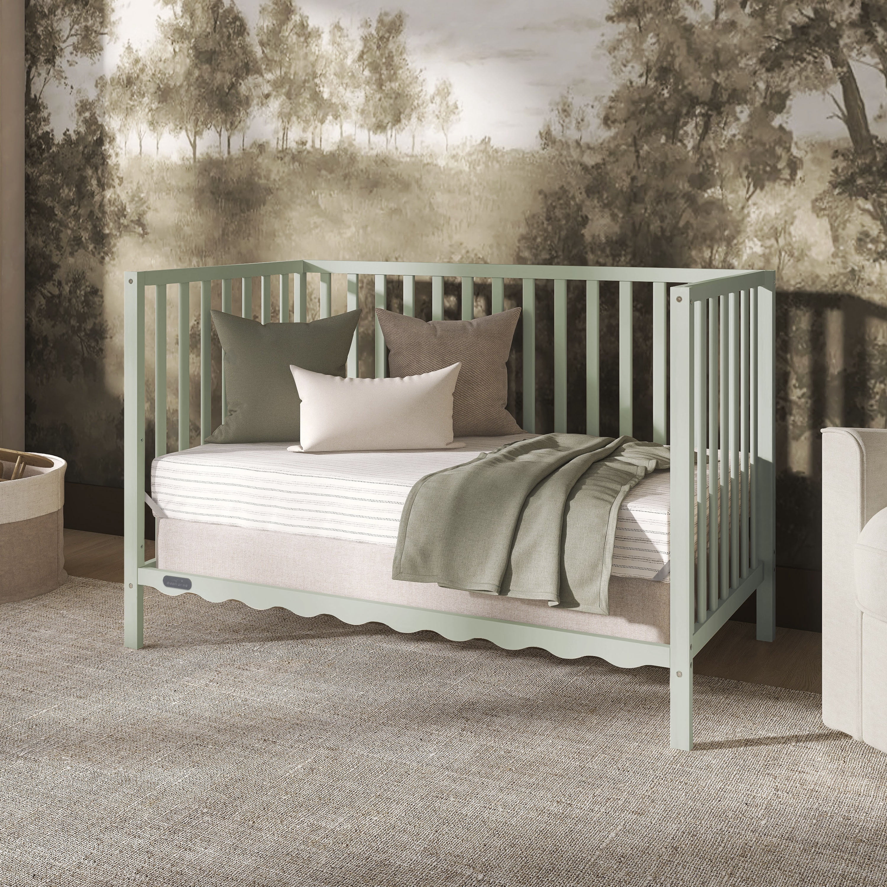 Dream On Me Synergy Wave 5-in-1 Convertible Crib, Sage Green