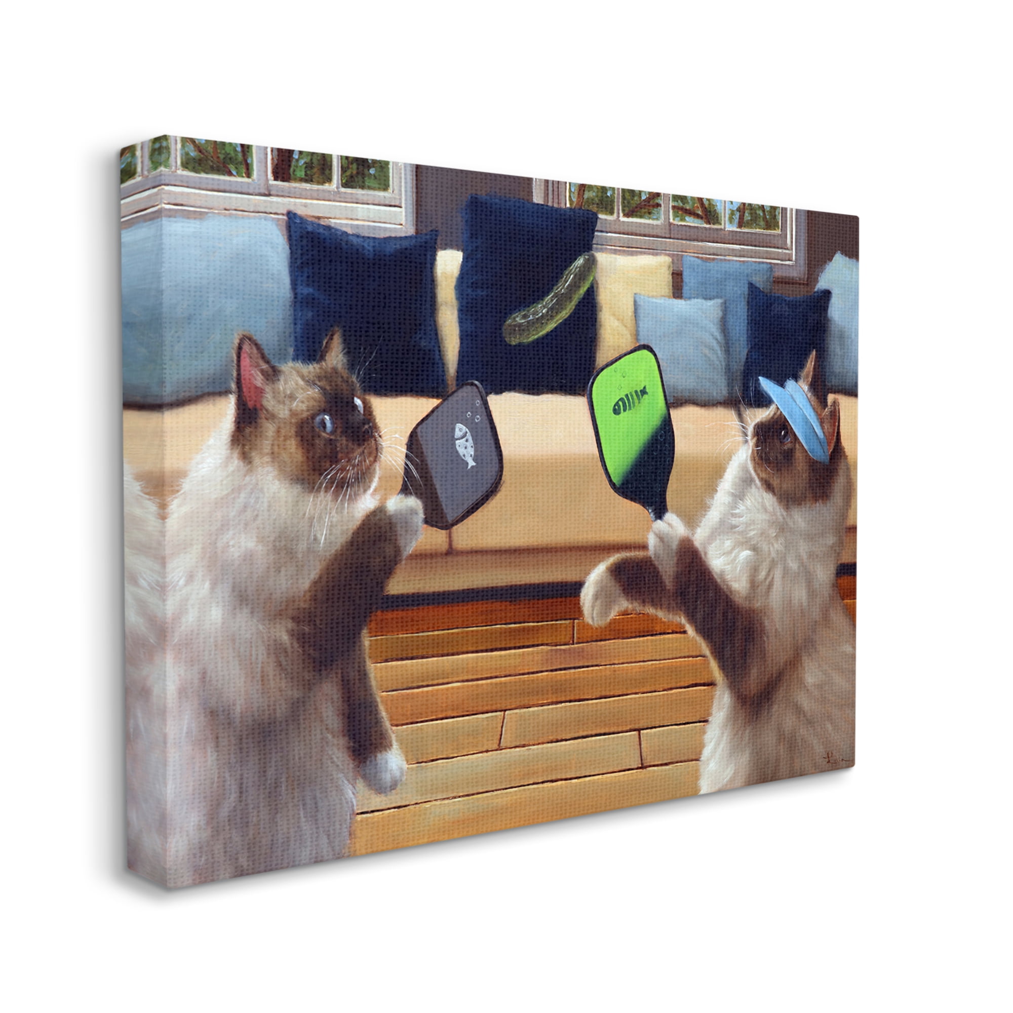 Stupell Industries Cats Playing Ping Pong Animals & Insects Painting Gallery Wrapped Canvas Art Print Wall Art, 48 x 36