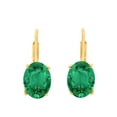 thumbnail image 2 of MauliJewels Earrings for Women 3.7 Carat 9x7MM Oval Created Emerald Leverback Earrings Carat 14K Yellow Gold 4-prong, 2 of 5
