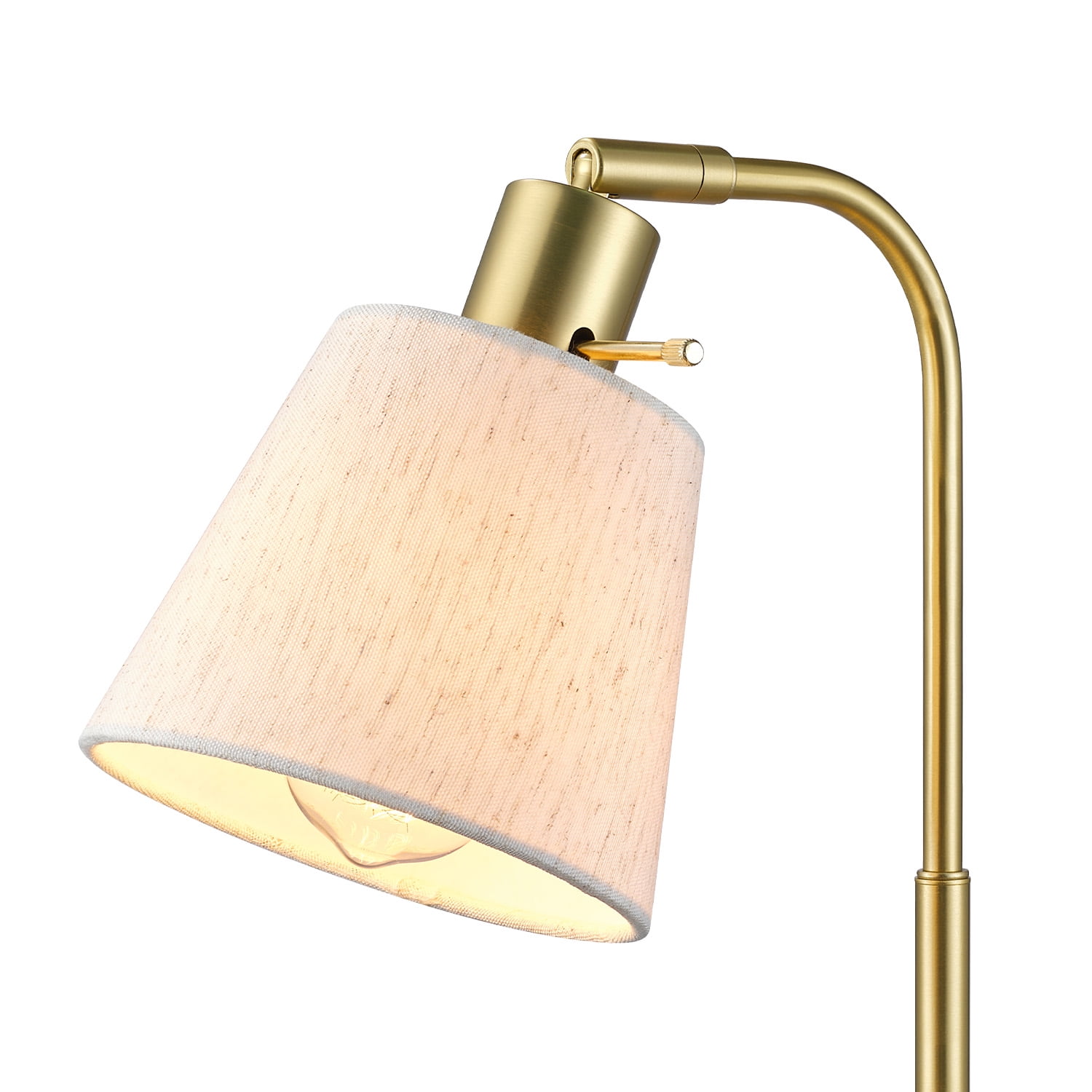 Globe Electric 16" Matte Brass Desk Lamp with White Linen Shade, Modern Style, 91006814