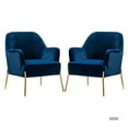 thumbnail image 3 of Velvet Upholstered Accent Chairs Set of 2 Metal Legs Curved Backrest Armchairs Bedroom Adult Navy, 3 of 8