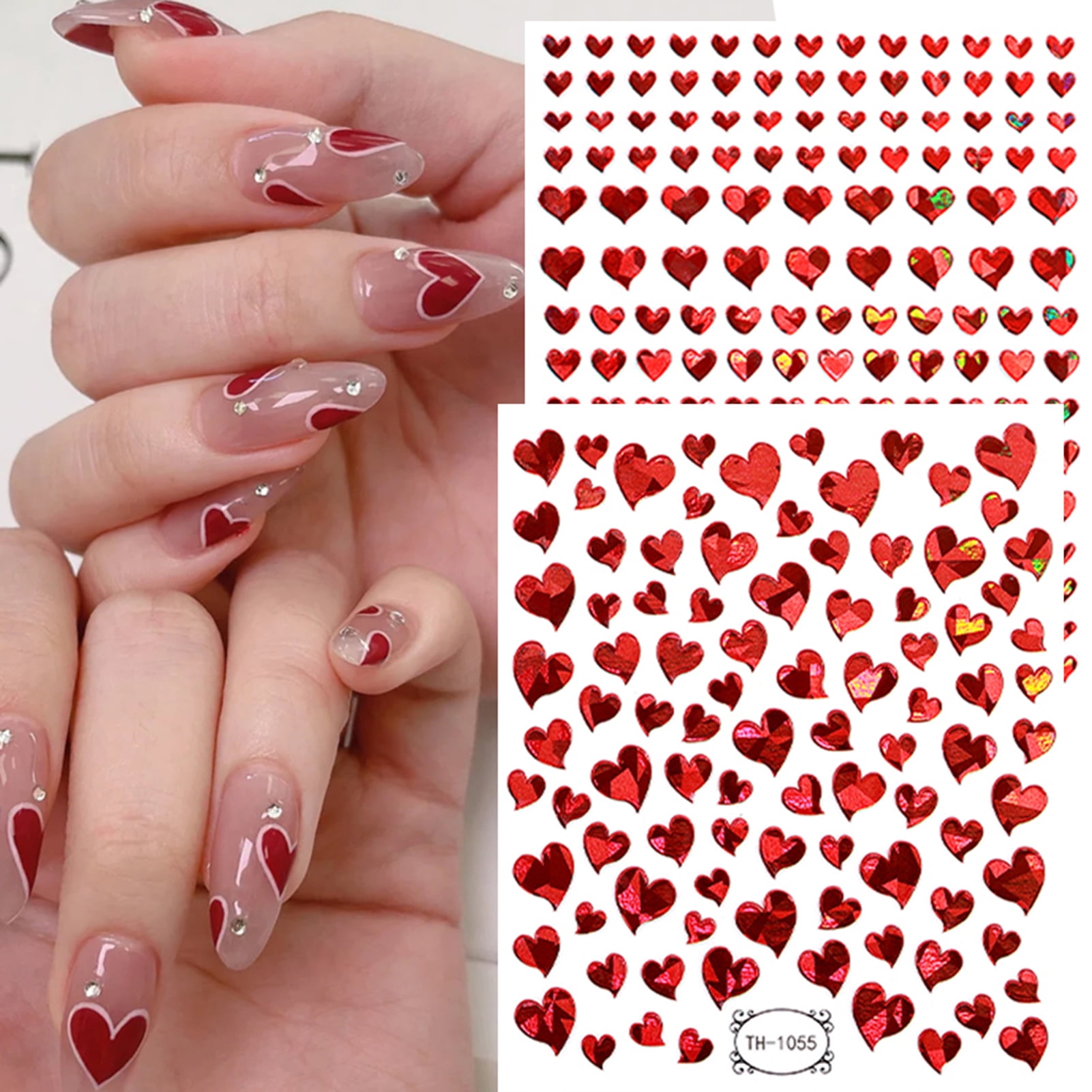 HeroNeo 3D Acrylic Flowers Nail Charms Heart Nail Rhinestone Clay Pearl  Nails Stickers 