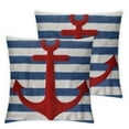 thumbnail image 2 of Acheng Hello Summer Nautical Theme Throw Pillow Covers Outdoor Summer Beach Ocean Red Anchor Lumbar Waist Pillow Cover Navy Blue Stripe Background Cushion Case,2 Pcs (Red Anchor) White, 2 of 6