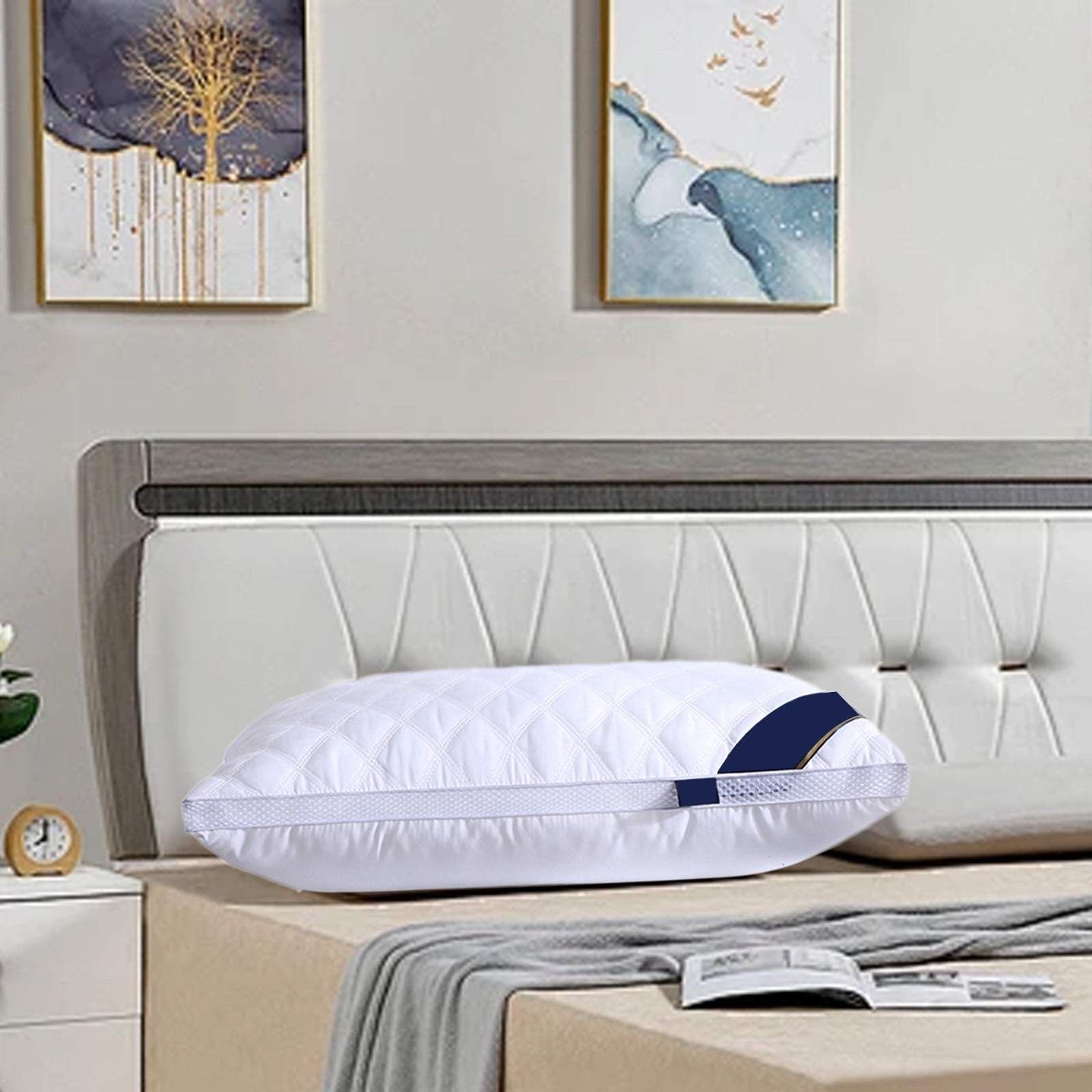 EQWLJWE King Size Bed Pillows for Sleeping Luxury Hotel Pillows Queen Size Gusseted Pillow for Back Stomach Or Side Sleepers Cooling Pillow Soft
