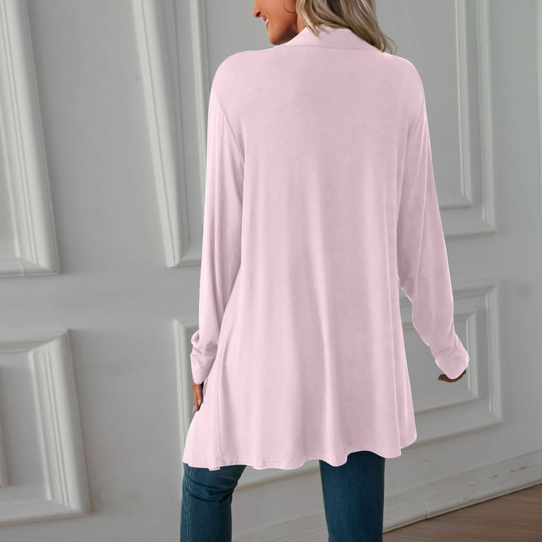 HAPIMO Savings Cardigans for Women Casual Comfy Long Sleeve Girls Fall  Fashion Tops Open Front Loose Jacket Womens Knitted Pocket Outwear Pink S