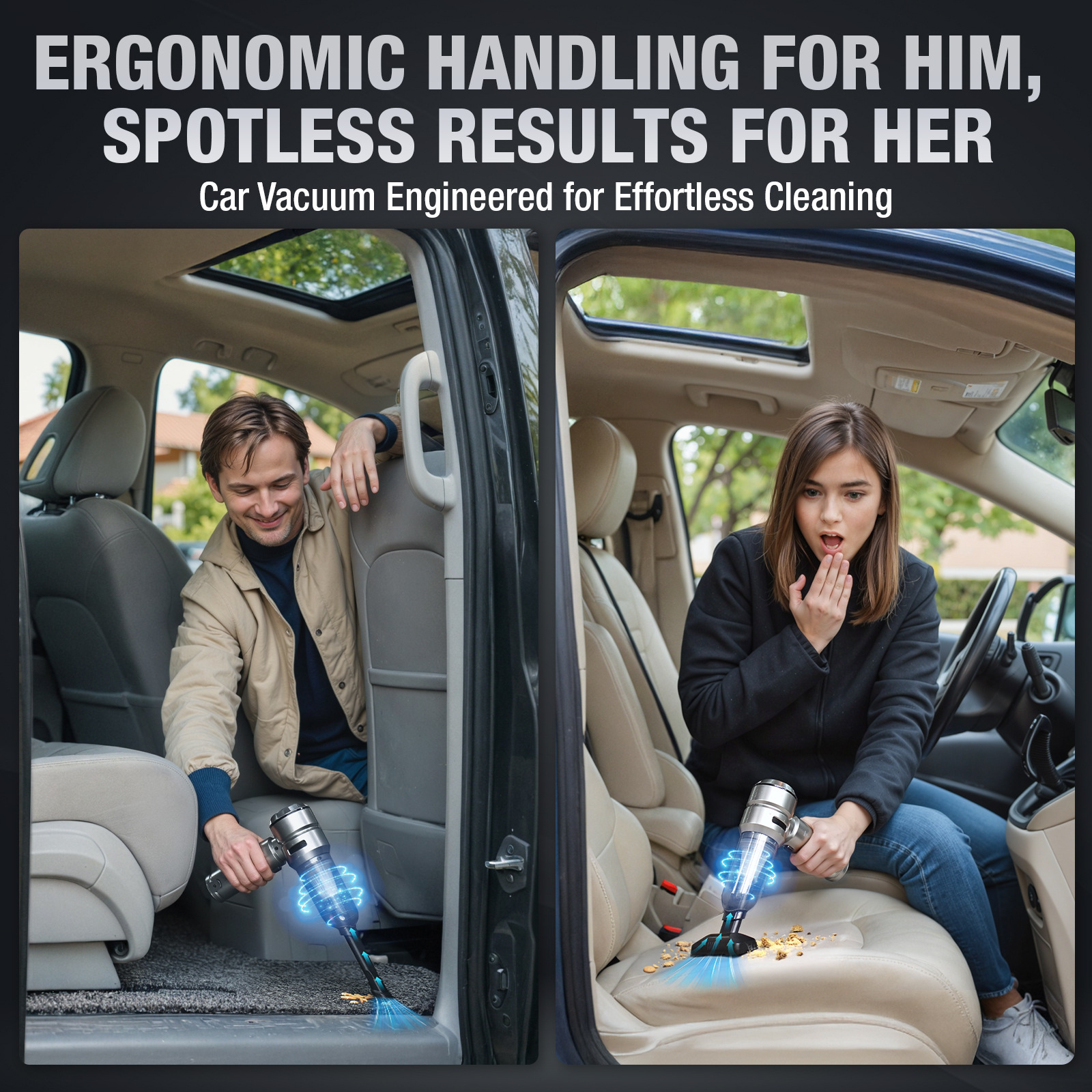VCAN ACTIVE Car Vacuum Cleaner, High Power 18000PA, 40 Mins Runtime, Mini 4-in-1 (Compressed Air Duster, Blower, Pump) Handheld Cordless with Brushless Motor for Car, Home, Office