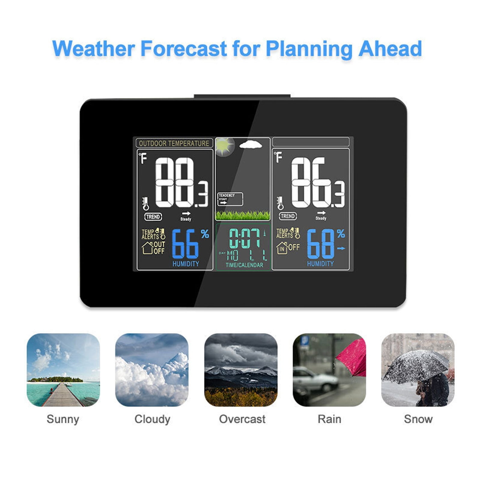Domestic Small Wireless Weather Station Indoor And Outdoor Temperature And Humidity Monitoring And Forecasting ,Easy to Operate