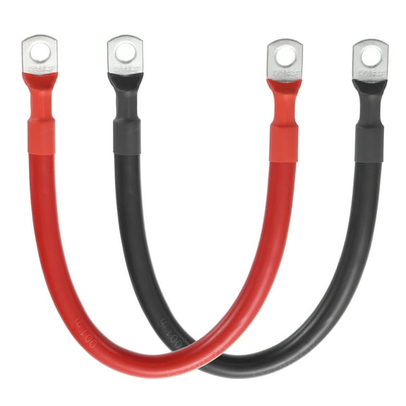 Uxcell 2 PCS 2 AWG Gauge Battery Cable Wire 1FT Length 5/16" Diameter Positive and Negative Copper Alternator Connector Extender with SC Terminals for Car RV Golf Cart Marine, Red Black