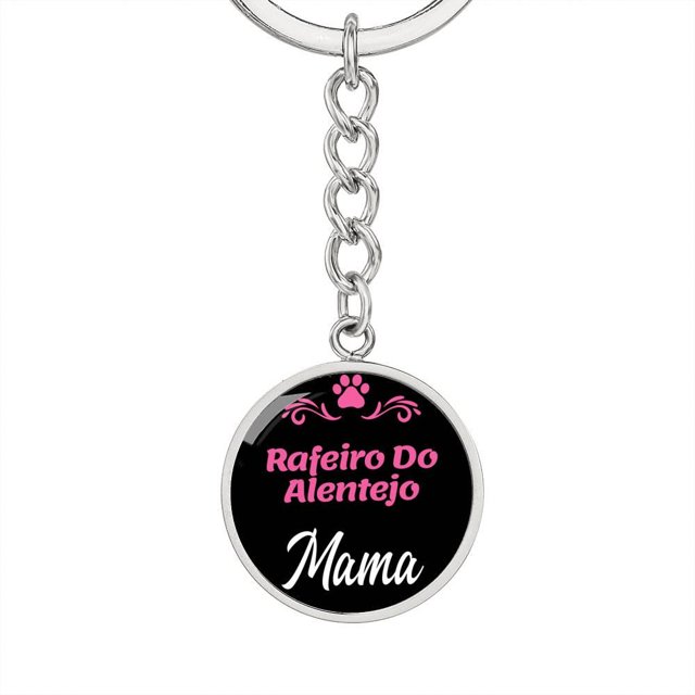 Dog Mom Keyring Rafeiro Do Alentejo Mama Circle Keychain Stainless Steel or 18k Gold