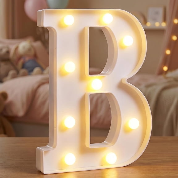 HIBIBUD Marquee Letters 8.5" Light Up Letters Battery Powered Letter B Warm White Led,Battery Powered,Lightweight,Ideal for Bedroom,Party,Birthday and Holiday Decor