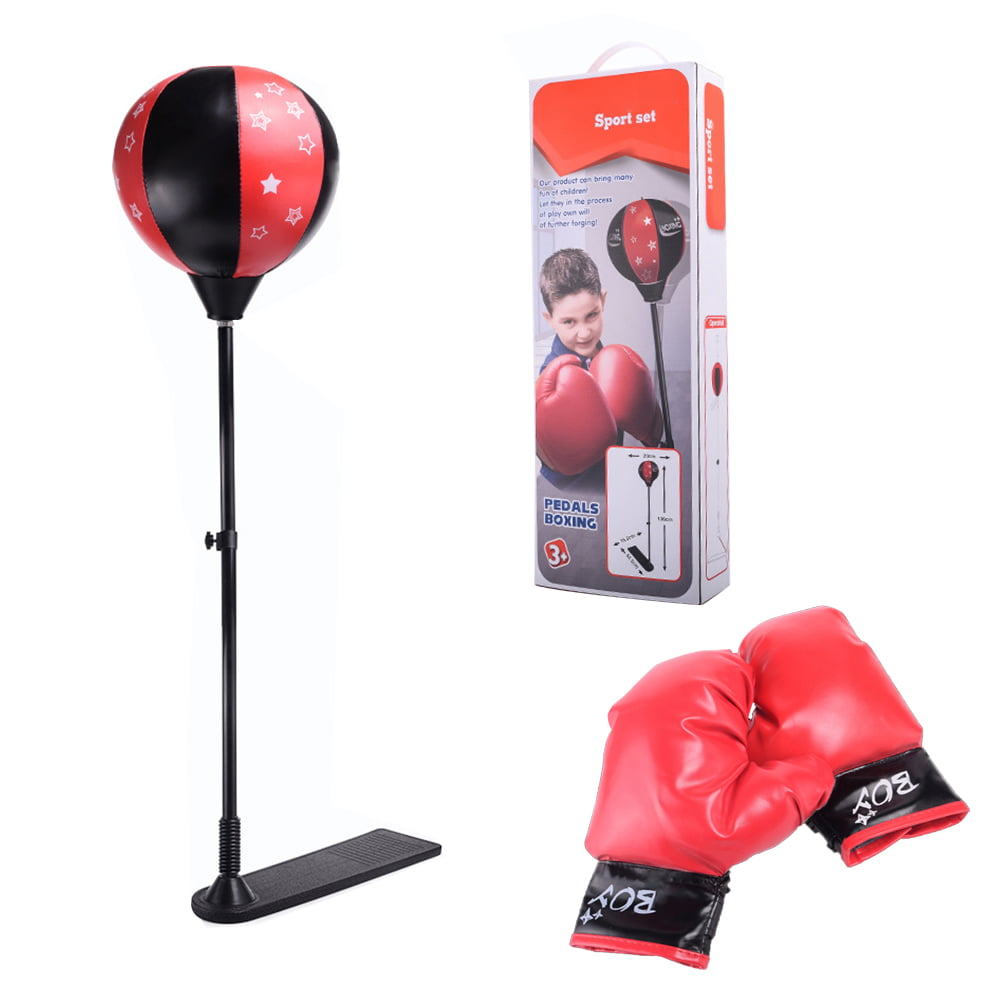JUNIOR BOXING PUNCH BALL FREE STANDING SET WITH GLOVES PLAY SET CHILDREN KIDS 