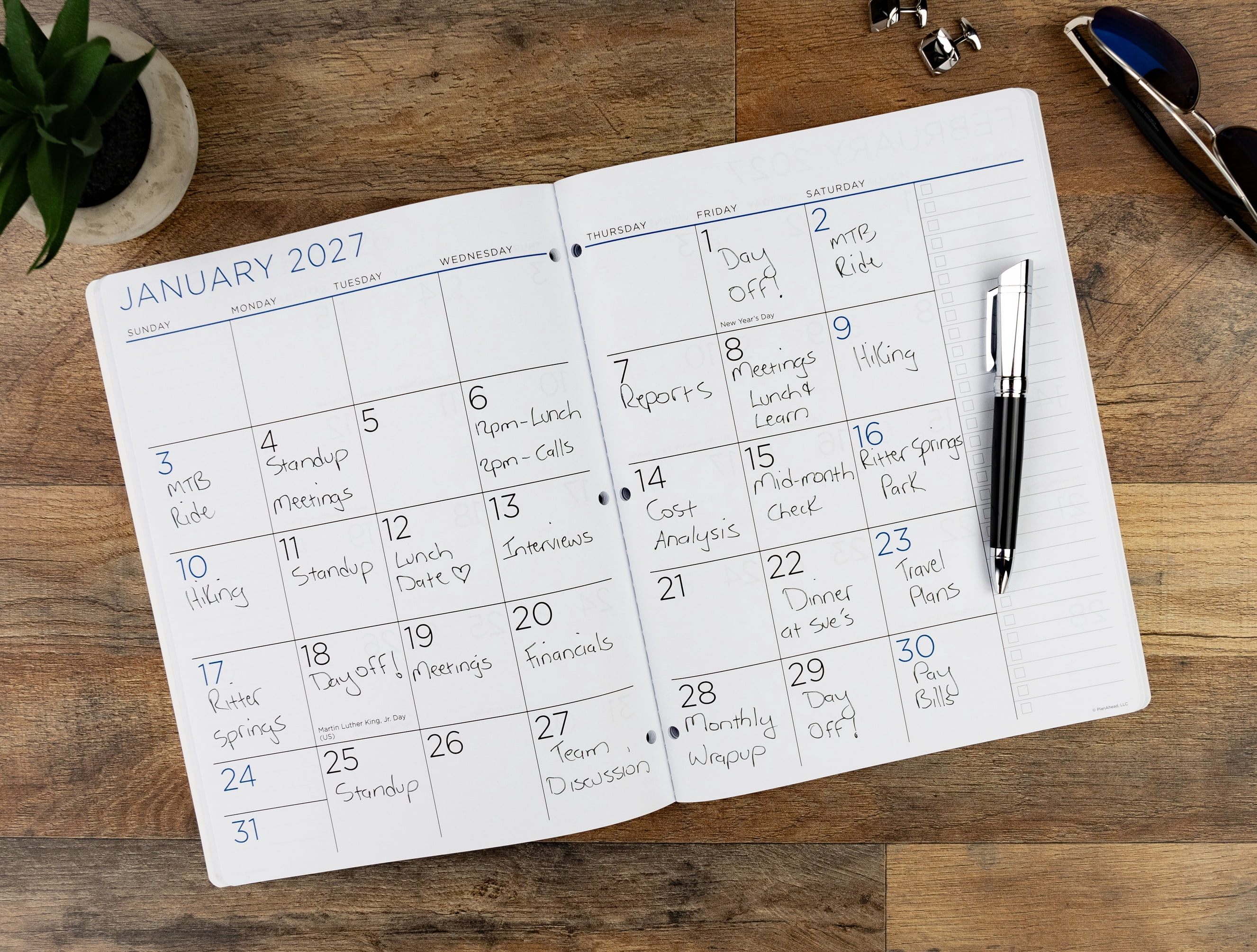 See It Bigger Monthly Planner, Large (8.5” x 11”), Grey, 2-Year: Apr 2026 - Mar 2028