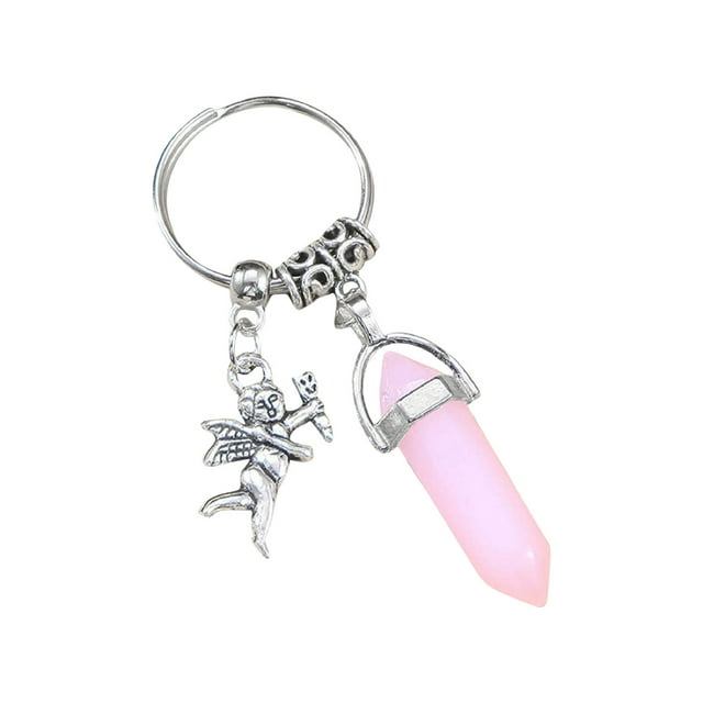 DPTALR Hexagonal Gemstone Keychain Chakra Healing Crystals Stone, ULemeili Charms Couples Keychains ,Keyring Handbag Pendant Decor,Valentines Day Gifts