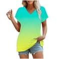 thumbnail image 4 of Womens Summer Tops Sevevn Women's Printed V-Neck Short-Sleeved T-Shirt Loose Top Short Sleeve Top, 4 of 5