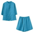 thumbnail image 4 of Giftesty Two Piece Outfits Women,Women's Casual Solid Color Cotton Linen Wide Leg Pants Two Piece Suit, 4 of 9