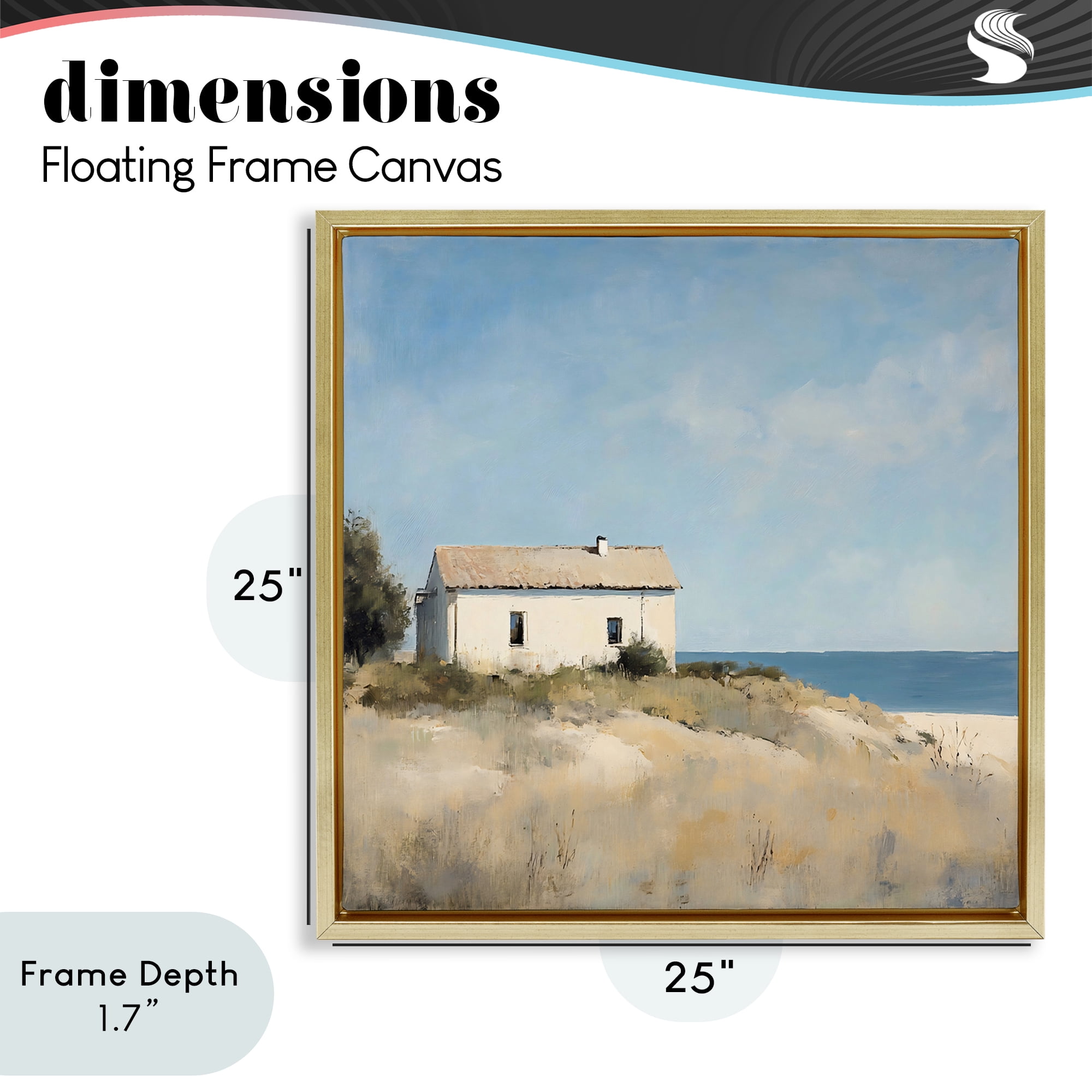 Stupell Industries Simple Beach House on Dunes Gold Framed Floater Canvas Wall Art, design by Creative Studio