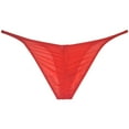 thumbnail image 2 of Botmois Men's Solid Ice Silk Bikini Underpants Sexy Micro Briefs Posing Comfy Lingerie Jockstrap Red L, 2 of 3