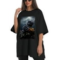 thumbnail image 4 of Plus Size Shirt for Women Oversized Black Tops for Women Short Sleeves Shirt for Women Roses T Shirt Crewneck Shirt for Women M, 4 of 5