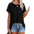 thumbnail image 1 of T-shirts pour Femmes à Manches Courtes, Col Ras du Cou, T-Shirts Unis Basiques, 1 of 5