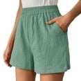 thumbnail image 3 of JIKNTTR Women Summer Casual Shorts With Pockets Double Layered Pleats Hem Straight Leg Pants High Waist Sports Loose Shorts Casual Fashion Pants Lightweight Casual Baggy Trendy Short Pants, 3 of 8