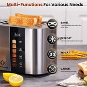 LINKChef Touch Screen 2-Slice Toaster, Stainless Steel, 6 Shade Settings, Timer Countdown