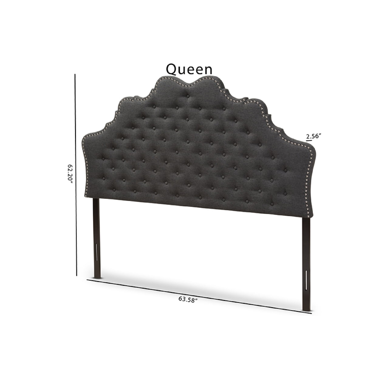 Baxton Studio Hilda Modern and Contemporary Dark Grey Fabric Queen Size Headboard,Wholesale Interiors