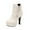White High-Heels Ankle Boots, variant on Winter Ankle Boots High Heel Waterproof Casual Solid Color Round Toe Back Zipper Fashion Footwear for Women