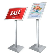 Voilamart A4 Adjustable Pedestal Poster Stand Thickened Base Aluminum Sign Holder Graphics, Sign Stand, Silver