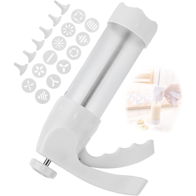 Prensa de galletas, Herramientas para hornear de cocina Kit de Pistola para Prensar Galletas de acero inoxidable con 12 moldes decorativos y 6 boquillas para hacer galletas DIY, Decorar, Hacer Churros