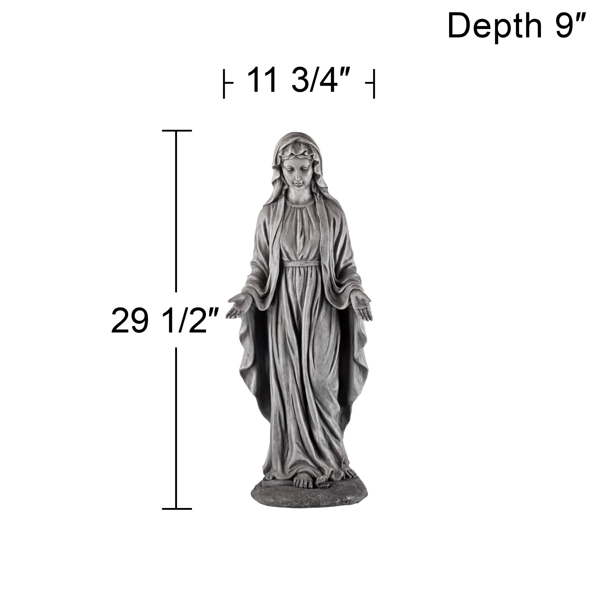 John Timberland Virgin Mary Statue Sculpture Catholic Decor Outdoor Garden Front Porch Patio Gray Stone Finish Ceramic 29" Tall