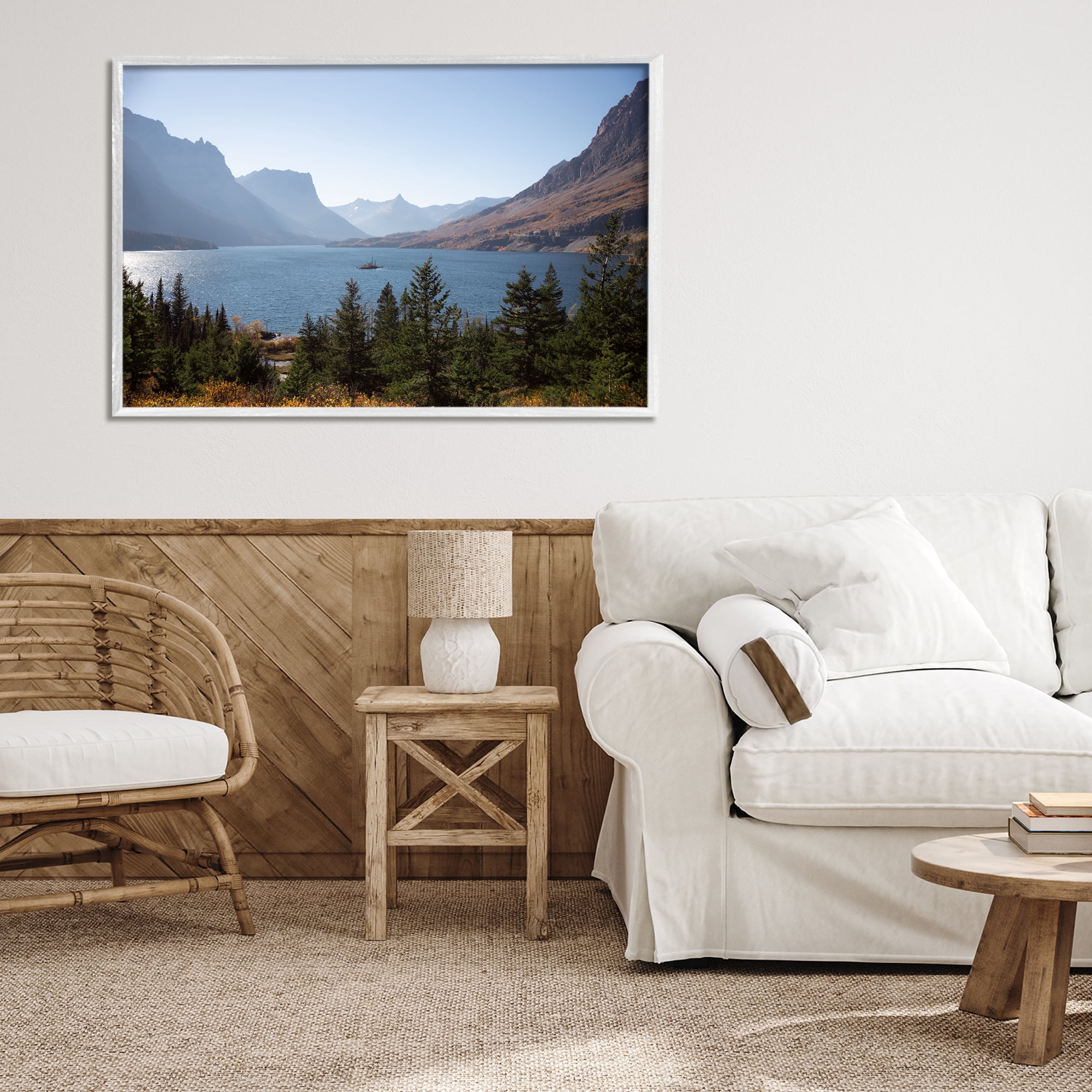 Stupell Industries Cliffs Overlooking Lake White Framed Giclee Art, design by Carol Robinson