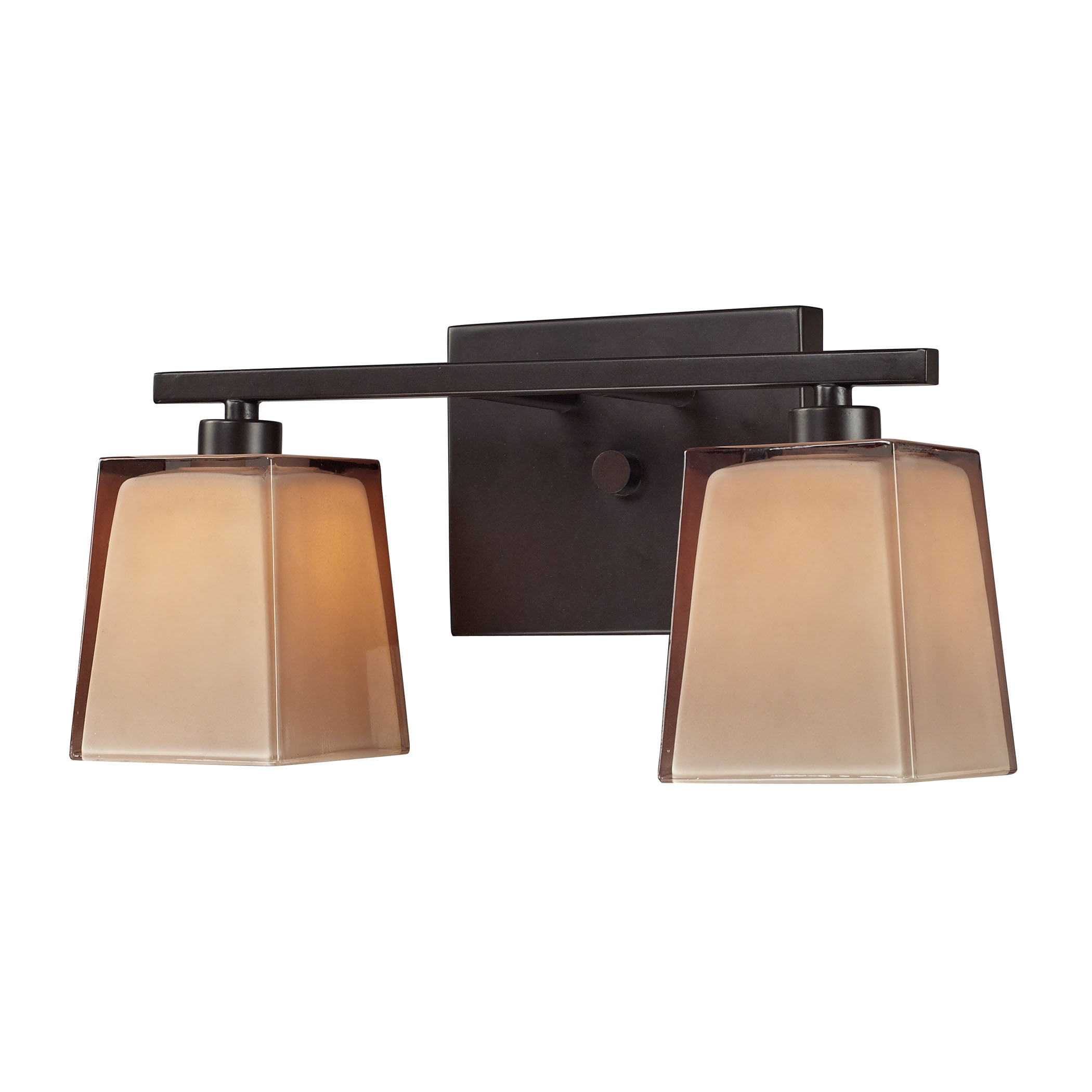 Oil Rubbed Bronze With Amber Glass 2 Light Bath 