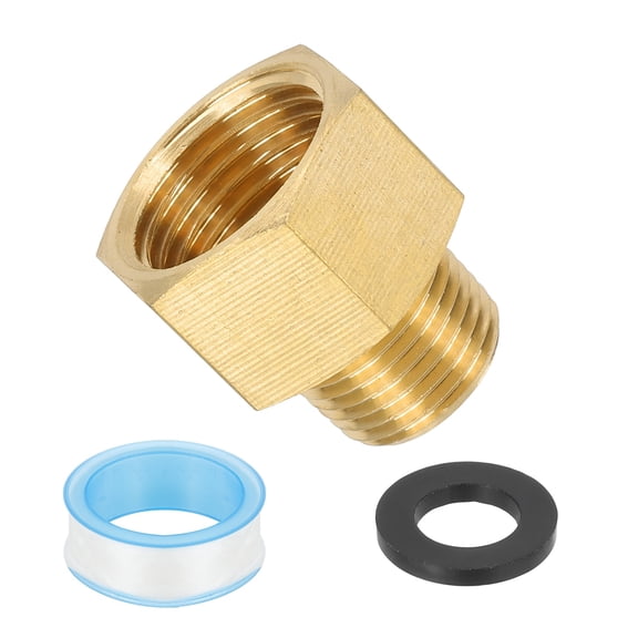 Uxcell 1/2" G Female x 3/8" NPT Male Brass Pipe Fitting with Tape for Air Gas 1Pcs