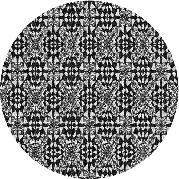 Ahgly Company Indoor Round Patterned Midnight Gray Area Rugs, 3' Round