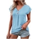 thumbnail image 1 of Blusa informal de manga corta con cuello en V para mujer de Umfun Fashion, color azul cielo, talla L, 1 of 5