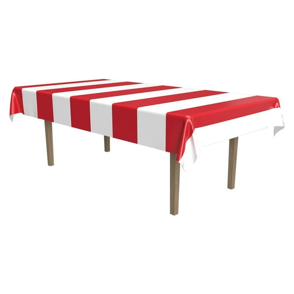 12 Pack Beistle Red/White Stripes Party Tablecover