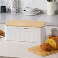 thumbnail image 5 of Latrodar Kitchen Wooden Lid Baking Breads Storage Box Food Tightness Dusts Storage Boxes Excellent Quality Ceramic Material White Decorative 8x6.4 Inch, 5 of 5