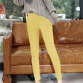 thumbnail image 2 of Gibobby pantalones de mujer Pantalones largos informales a la moda con estampado de cintura alta para mujer que mantienen el calor（Amarillo， L), 2 of 5
