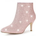 thumbnail image 1 of Unique Bargains Women's Glitter Point Toe Stiletto Heels Ankle Boots, 1 of 6