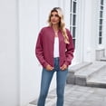 thumbnail image 6 of Cyglowse Womens Bomber Jacket Zip Up Textured Casual Lightweight Trendy Outerwear Coat Spring Winter Varsity Jackets Wine XL, 6 of 6