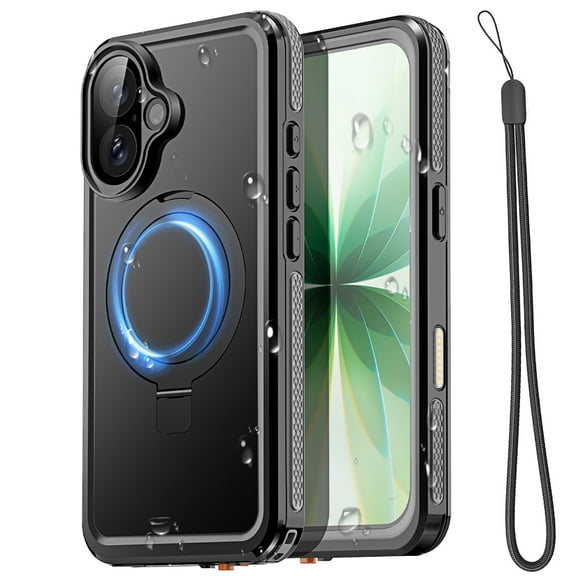AICase Magnetic for iPhone 17 Case Waterproof, Built in Screen Protector [Compatible with MagSafe] [Invisible Stand] [IP68 Underwater], Full Body Protection Phone Case