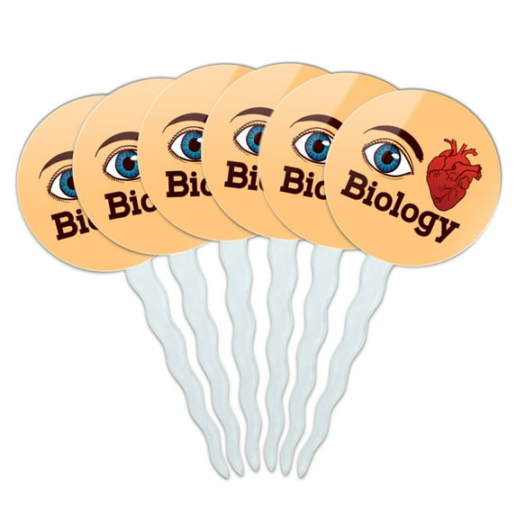 Eye Heart Biology Cupcake Picks Toppers Decoration Set of 6