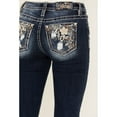 thumbnail image 2 of Miss Me Women's Dark Wash Mid Rise Floral Destructed Stretch Bootcut Jeans - M9204B 32W x 34L, 2 of 4