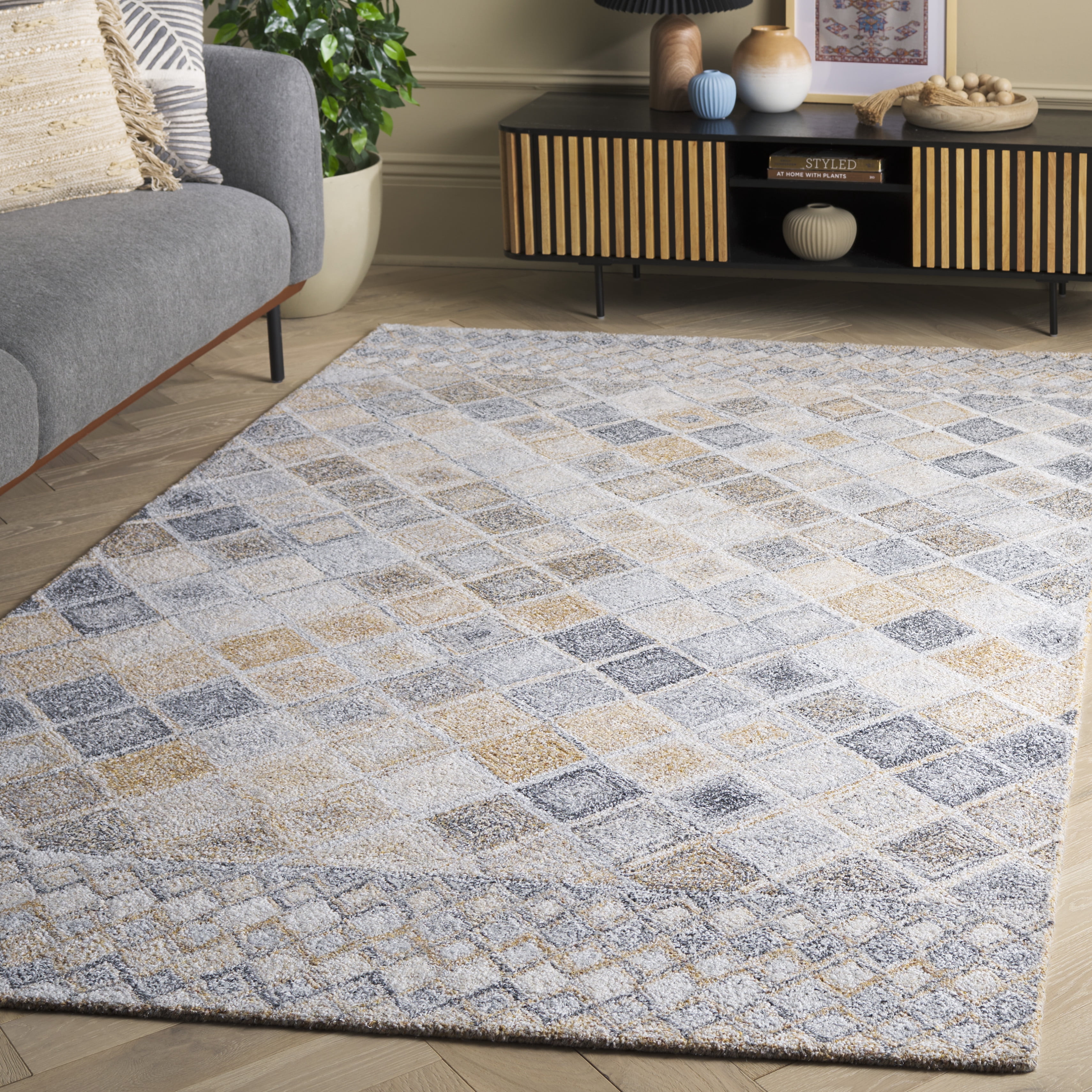 SAFAVIEH Renewal Linnaea Geometric Area Rug, Beige/Gray, 8' x 10'