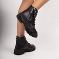 thumbnail image 4 of Purcolt Ankle Boots for Women Dressy Casual PU Leather Round Toe Block Heel Lace-up Short Booties Comfort Slip on Dress Shoes Streetwear with Side Zipper, 4 of 9