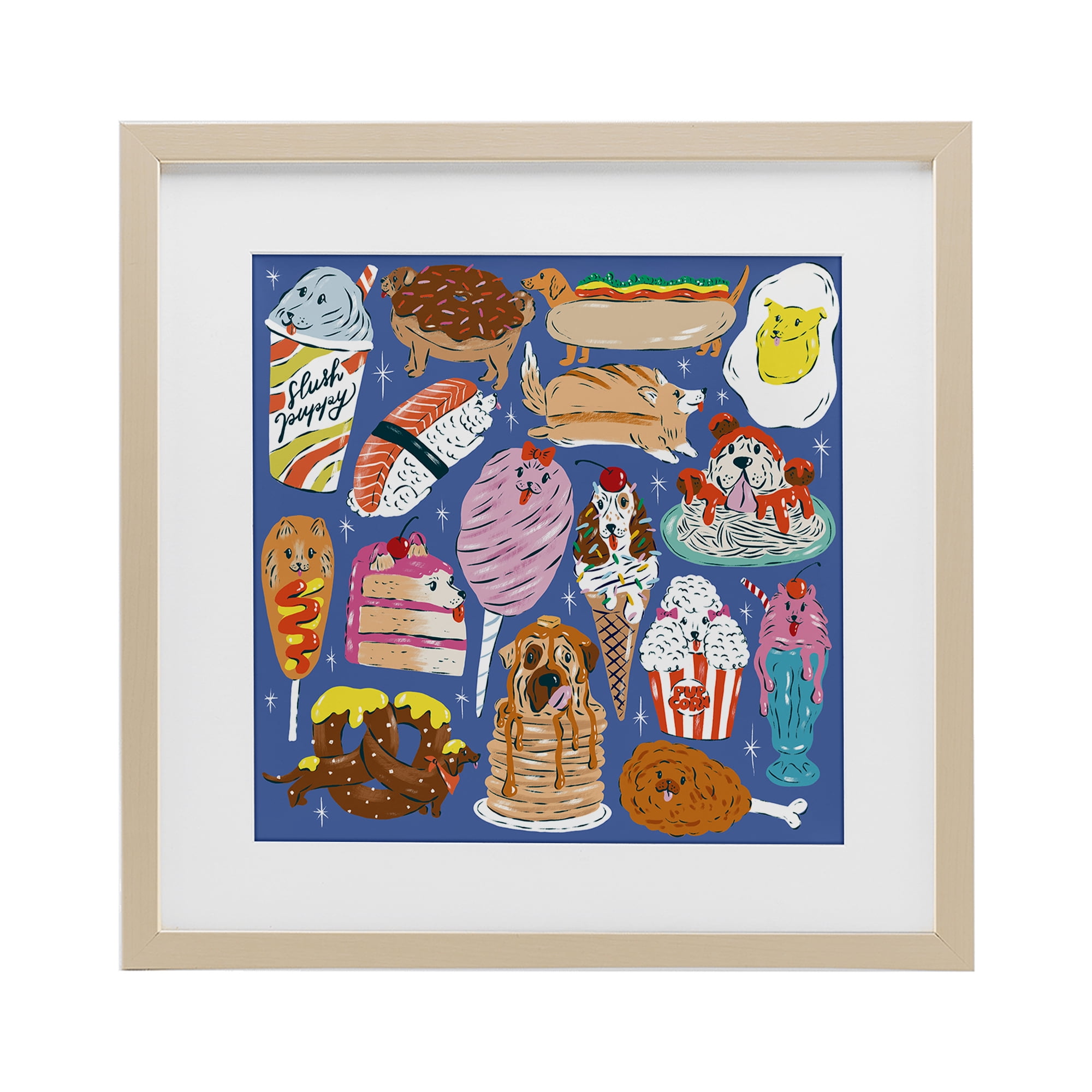Stupell Industries Dog Foods Puzzle Illustration Black Framed
