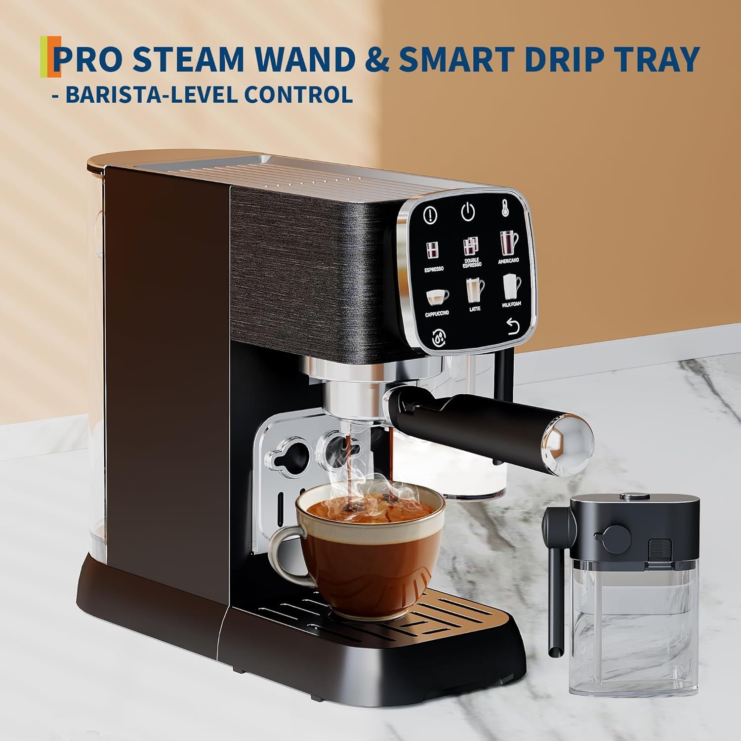 Ataucjin Espresso Coffee Machines, Espresso Machine Compact, 20 Bar Professional Espresso Machine with Milk Frother and Touchscreen for Cappuccino